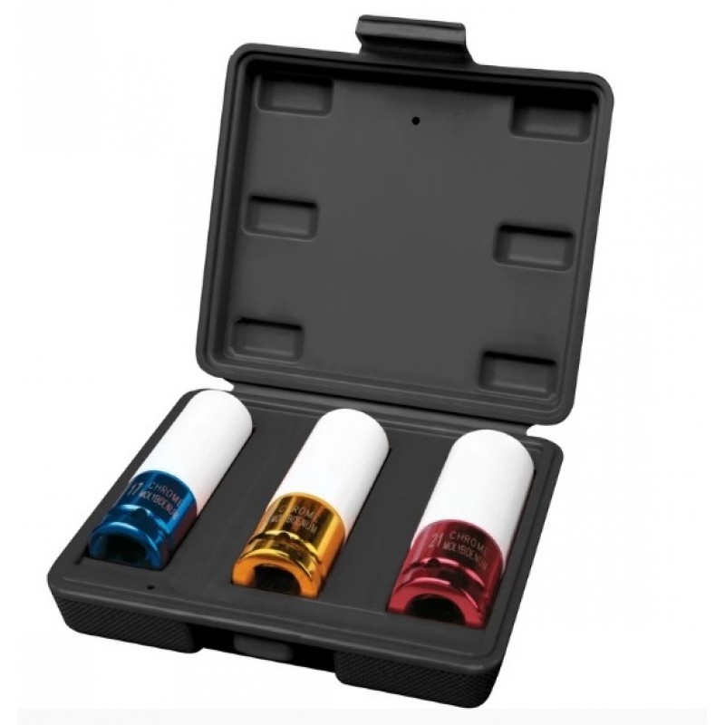 FORTUM hlavice nástrčné rázové, sada 3ks, 1/2“, 17-19-21mm, L 86mm 4700800